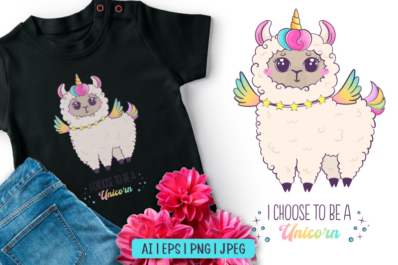 kawaii-rainbow-alpaca-unicorn-sublimation-design