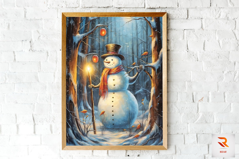 beautiful-snowman-painting-wall-art