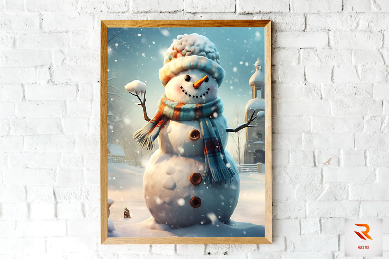 realistic-style-snowman-wall-art