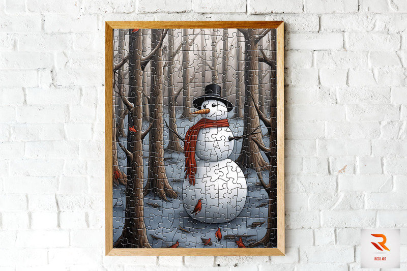 puzzle-style-snowman-wall-art