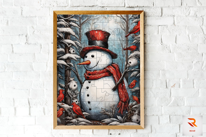 puzzle-style-snowman-wall-art