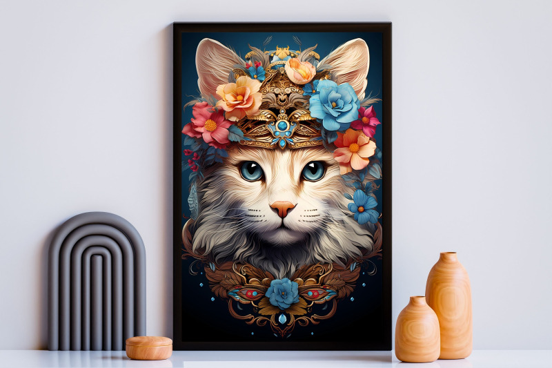 printable-boho-cat-flowers-wall-art