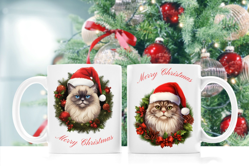 popular-cat-breeds-christmas-wreath-clipart