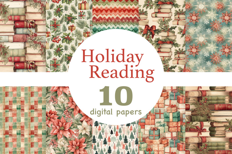 holiday-reading-paper-christmas-digital-paper-pack