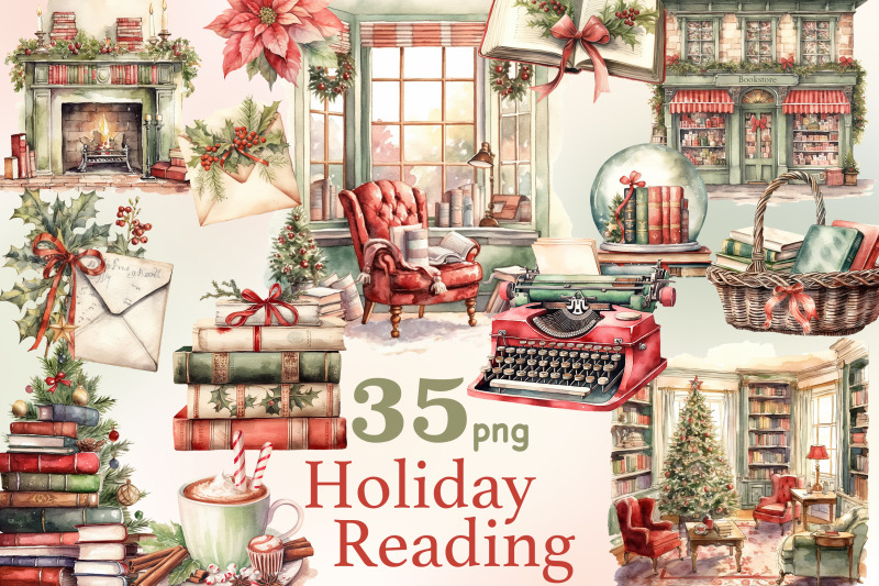 holiday-reading-clipart-cozy-winter-illustration