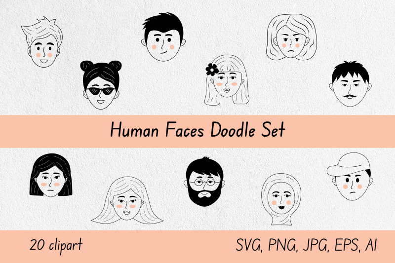 human-faces-doodle-set