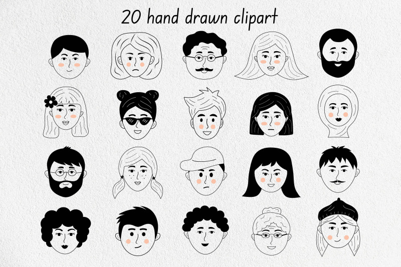 human-faces-doodle-set