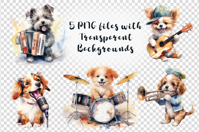 watercolor-dogs-playing-musical-instruments-clipart