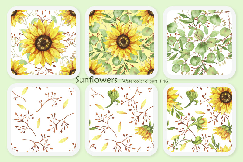 sunflowers-set-of-watercolor-illustrations