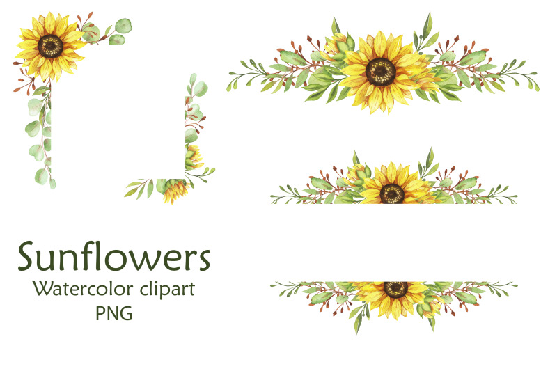 sunflowers-set-of-watercolor-illustrations
