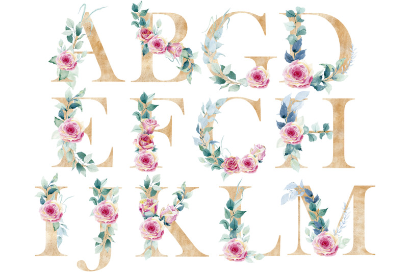watercolor-roses-alphabet