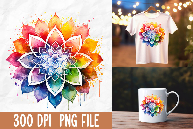 retro-zen-lotus-flower-mandala-rainbow