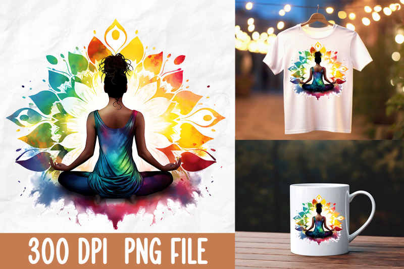 retro-zen-lotus-flower-black-girl-yoga