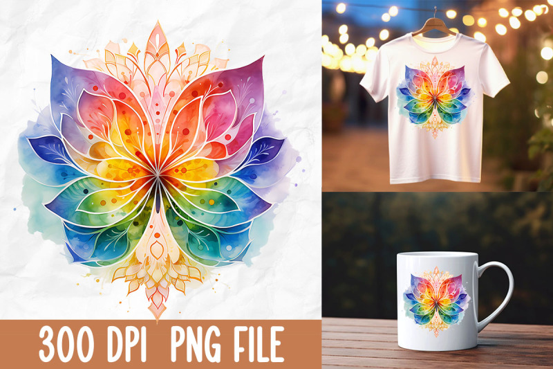 retro-zen-lotus-flower-butterfly-rainbow