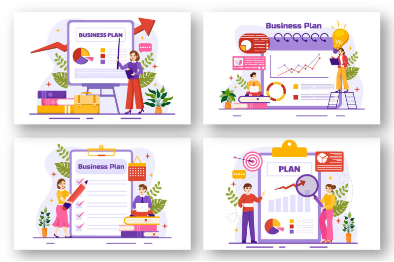 12-business-plan-vector-illustration