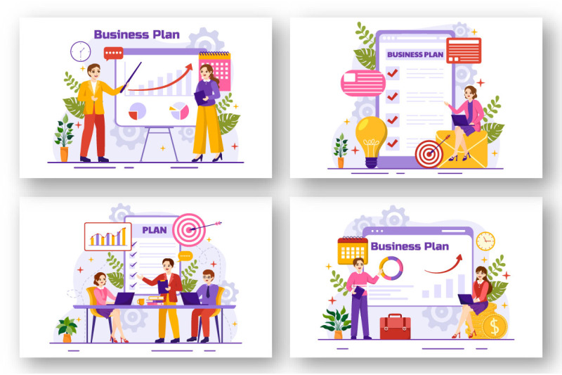 12-business-plan-vector-illustration