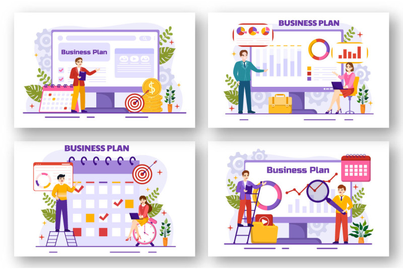 12-business-plan-vector-illustration