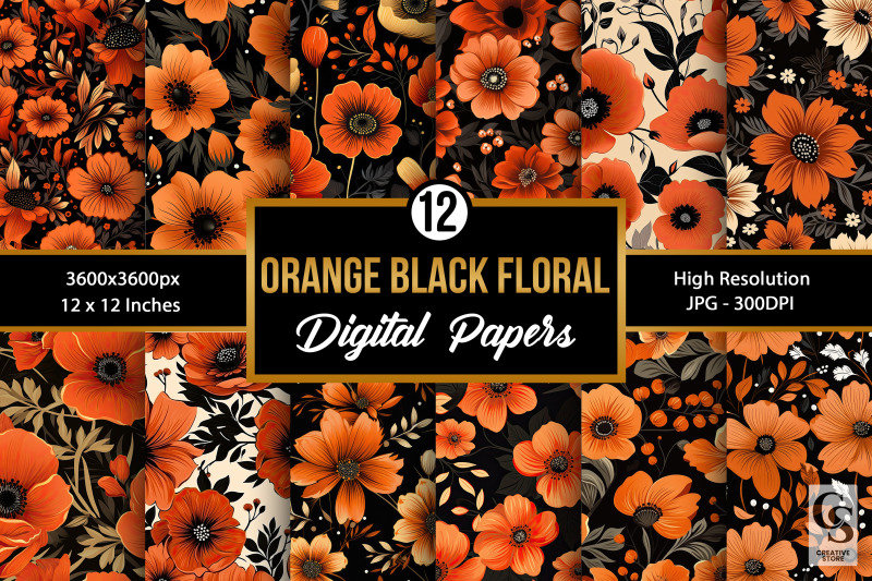 orange-amp-black-flowers-patterns