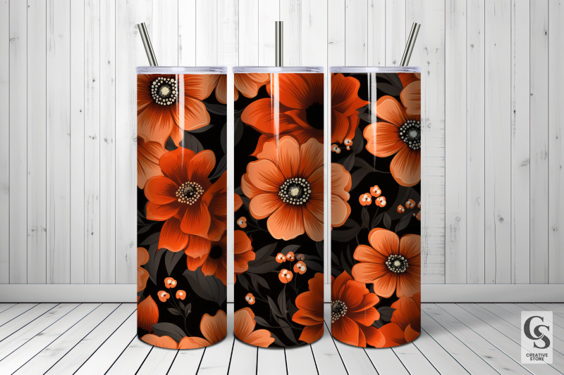 orange-amp-black-flowers-patterns