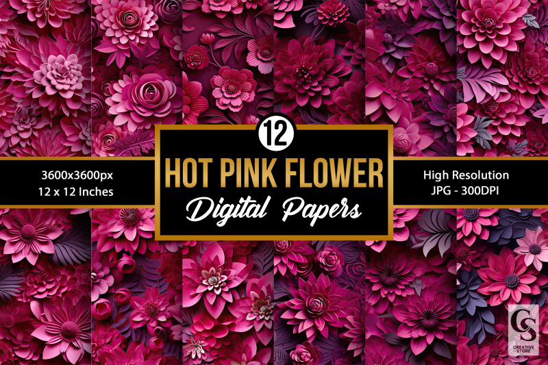 magenta-pink-paper-cut-flowers-patterns