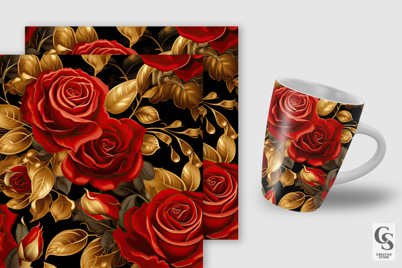 red-amp-gold-roses-digital-papers