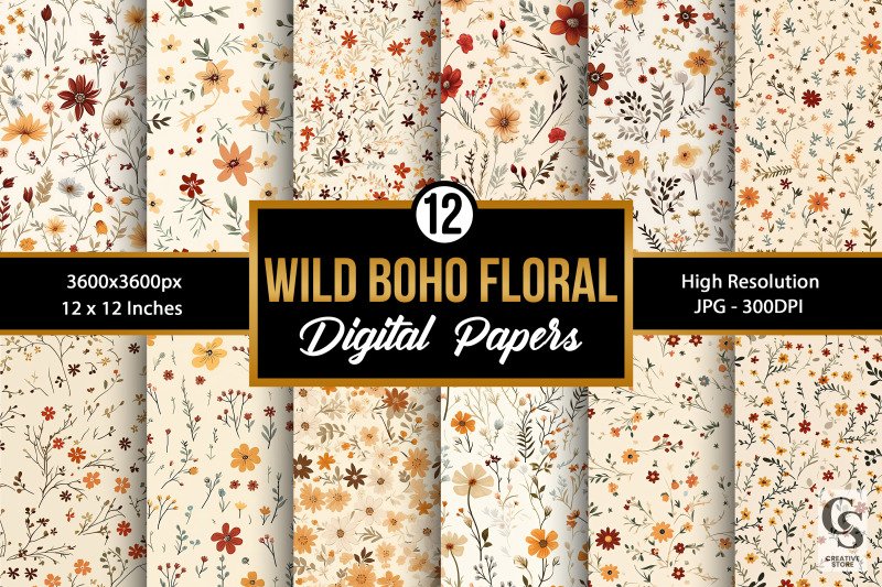 wild-boho-flowers-digital-papers