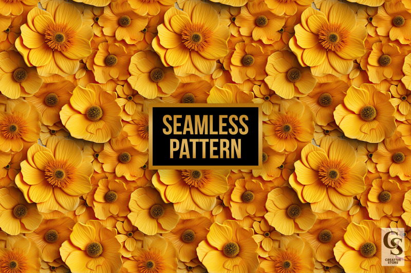 3d-yellow-flowers-digital-papers