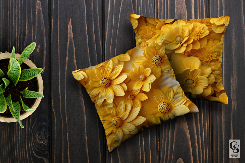 3d-yellow-flowers-digital-papers