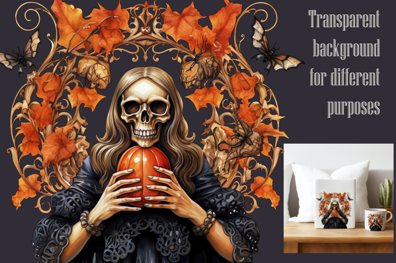 beauty-skeleton-with-pumpkin