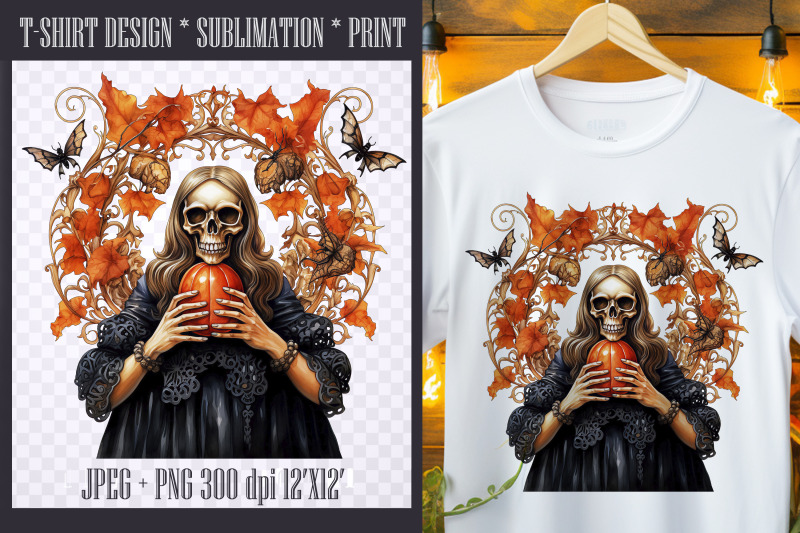 beauty-skeleton-with-pumpkin