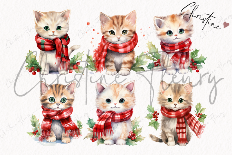 watercolor-christmas-cats-clipart