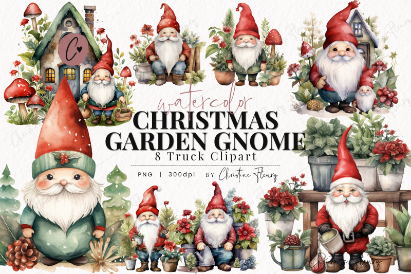 watercolor-christmas-garden-gnomes