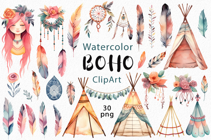 boho-watercolor-clipart