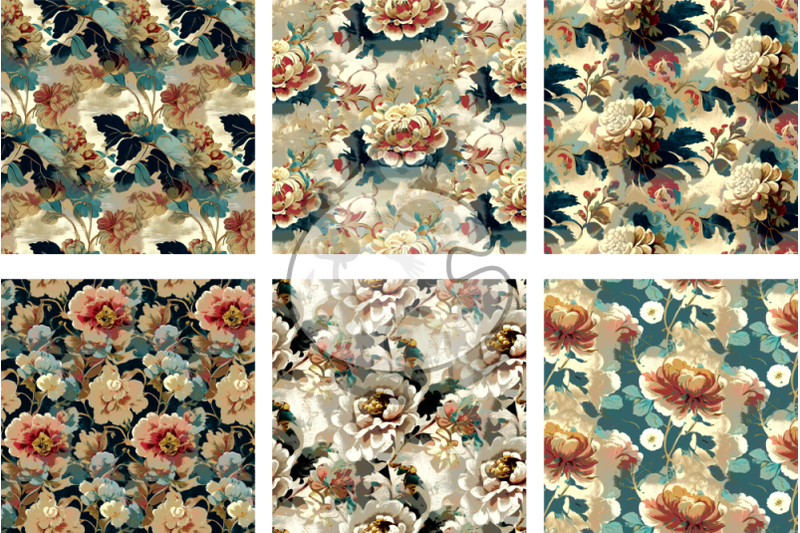 seamless-vintage-faded-fresco-floral-patterns