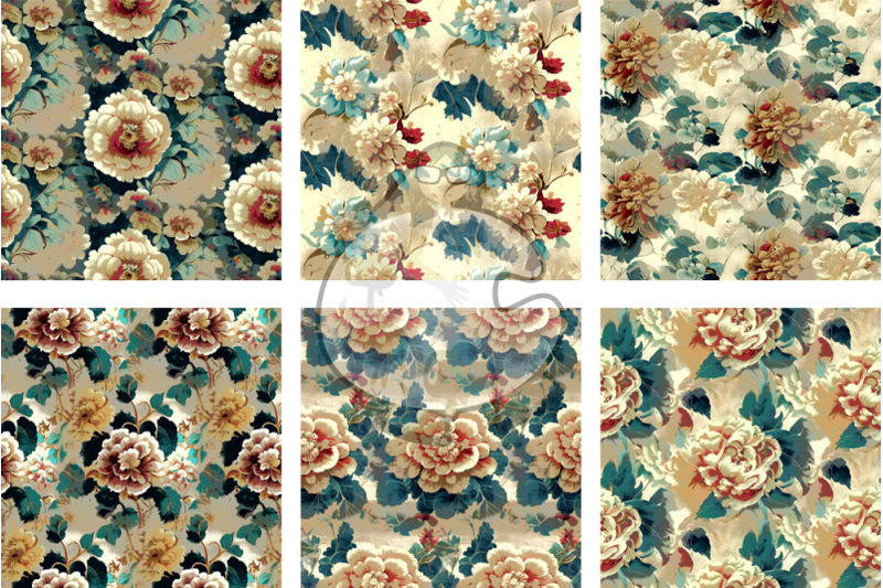 seamless-vintage-faded-fresco-floral-patterns