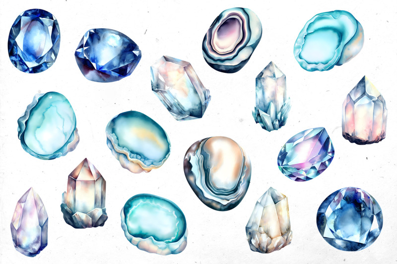 gems-watercolor-bundle-png-cliparts