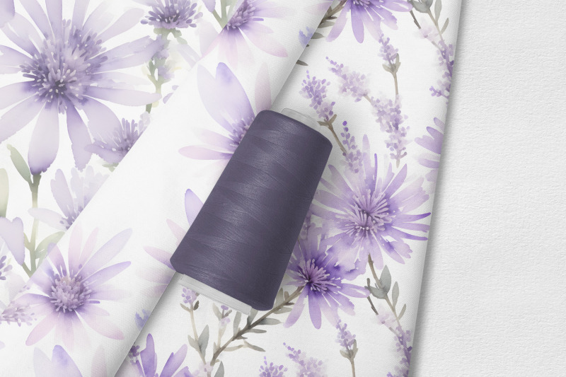 purple-asters-digital-paper-set-seamless-pattern-bundle