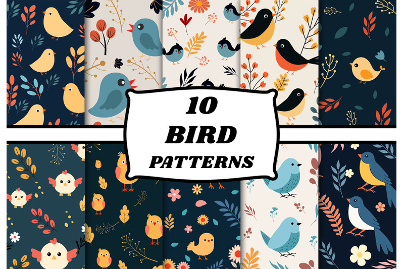 wildlife-bird-animal-pattern-set