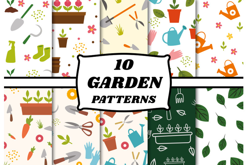 garden-pattern-set-nature-backgrounds