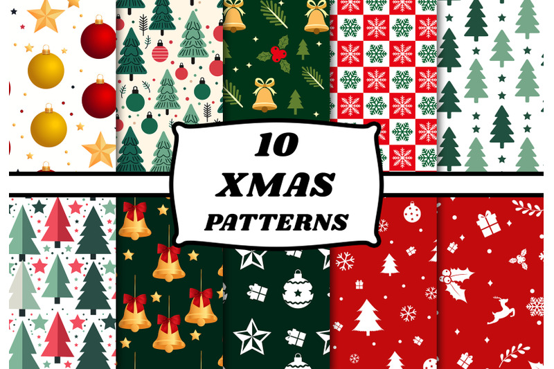 christmas-pattern-set-xmas-vector-backgrounds
