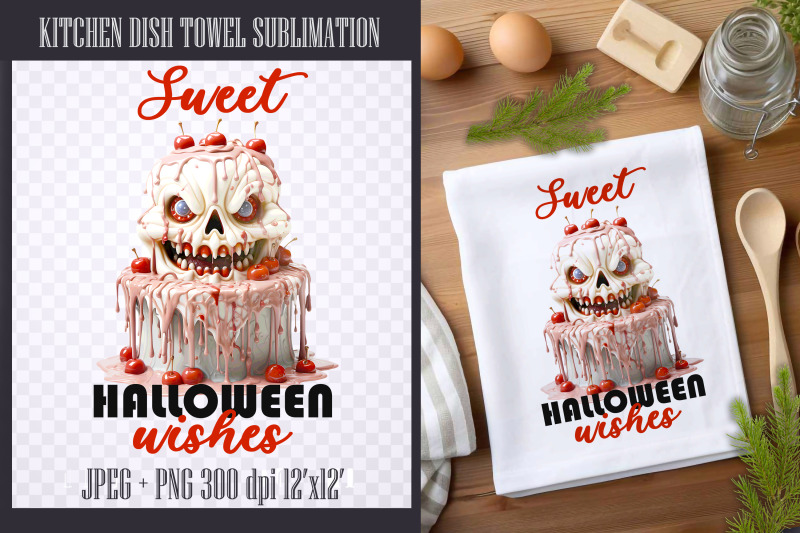 sweet-halloween-cake-kitchen-dish-towel-sublimation