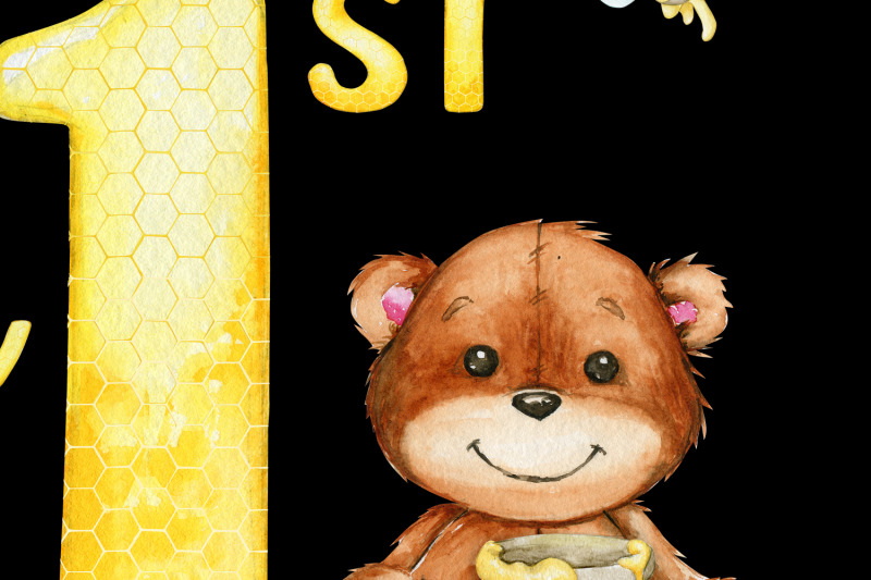 teddy-bear-honey-bee-baby-shower-one-year-birthday-invitation-template
