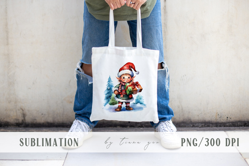 cute-watercolor-christmas-gnome-elf-clipart-1-png-file