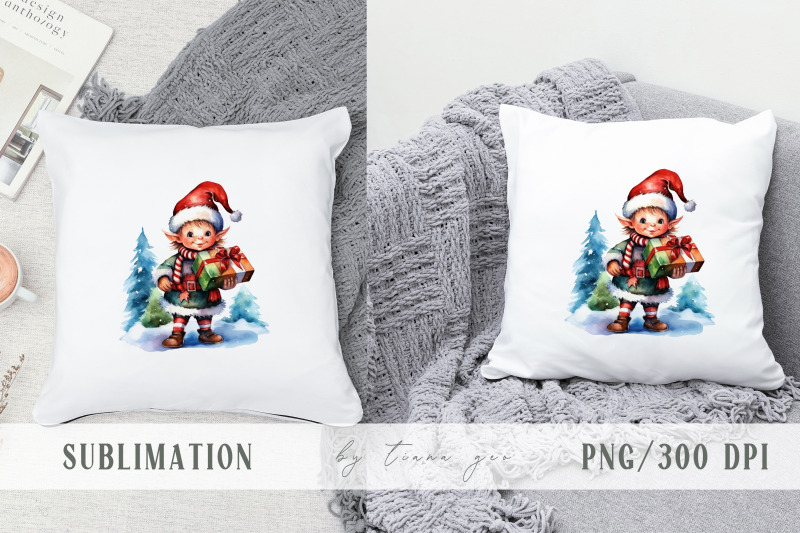 cute-watercolor-christmas-gnome-elf-clipart-1-png-file