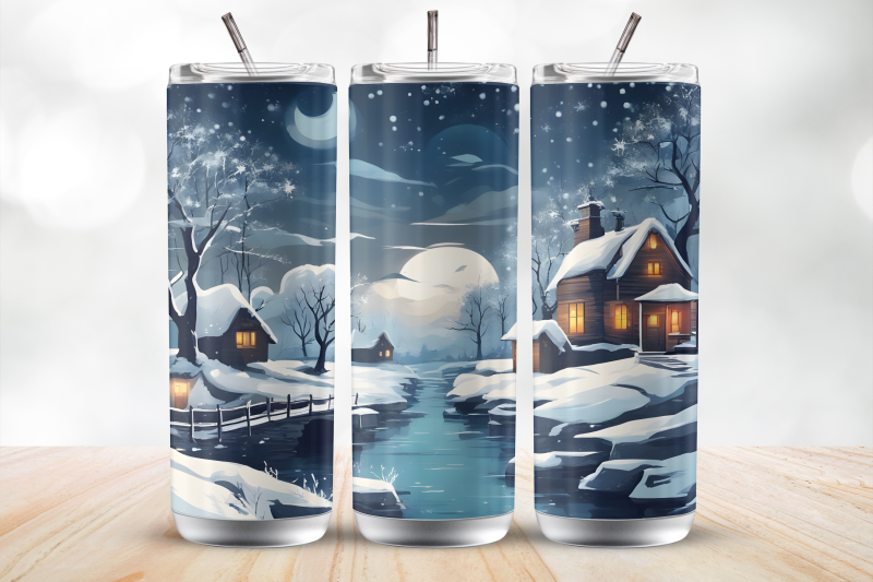 winter-village-20-oz-tumbler-wrap-sublimation-design