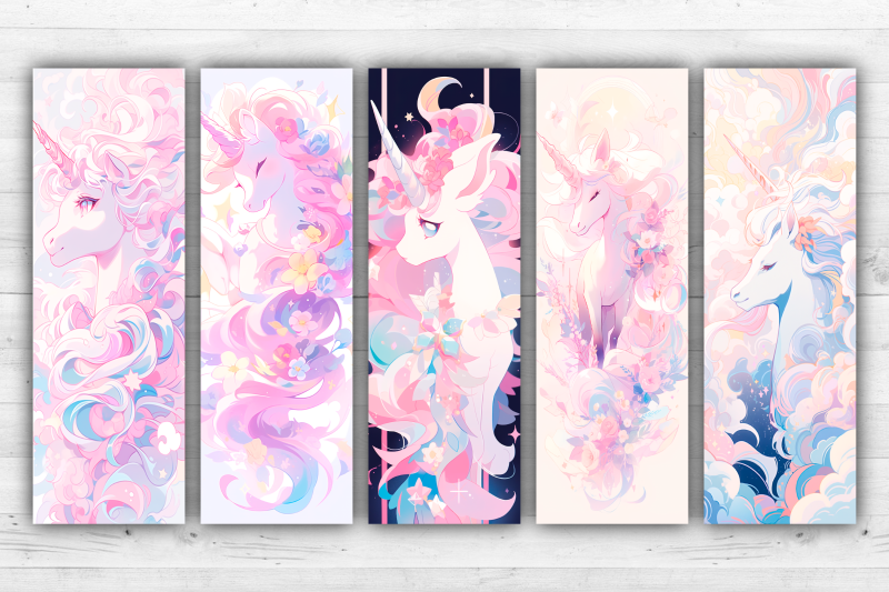 unicorns-bookmarks-printable-2x6-inch