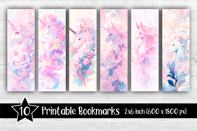 unicorns-bookmarks-printable-2x6-inch