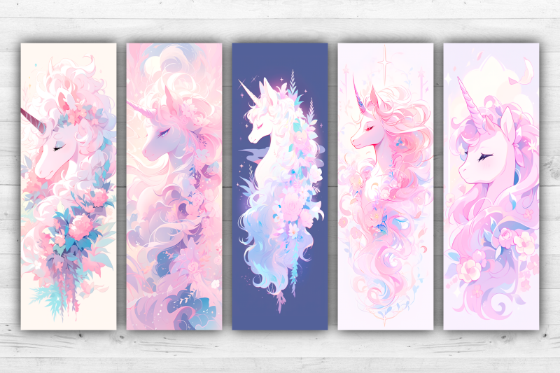 unicorns-bookmarks-printable-2x6-inch