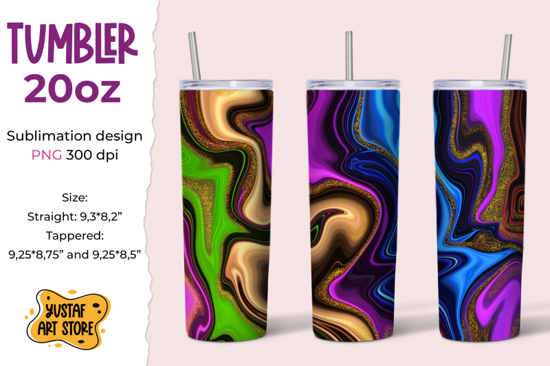 tumbler-sublimation-20-oz-neon-colors-fluid-art-design