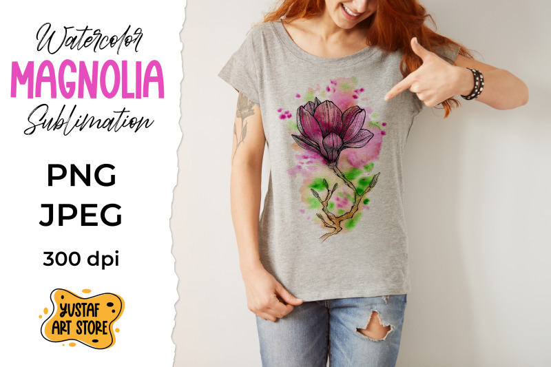 magnolia-watercolor-illustration-for-sublimation-design